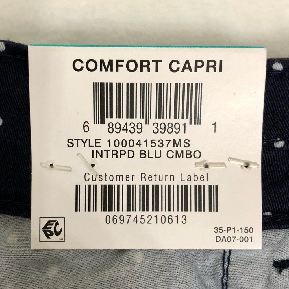 ❌SOLD❌ Karen Scott | NWT Comfort Capri Pants, Navy Blue & White Polka Dot, Sz 16 - Picture 5 of 17